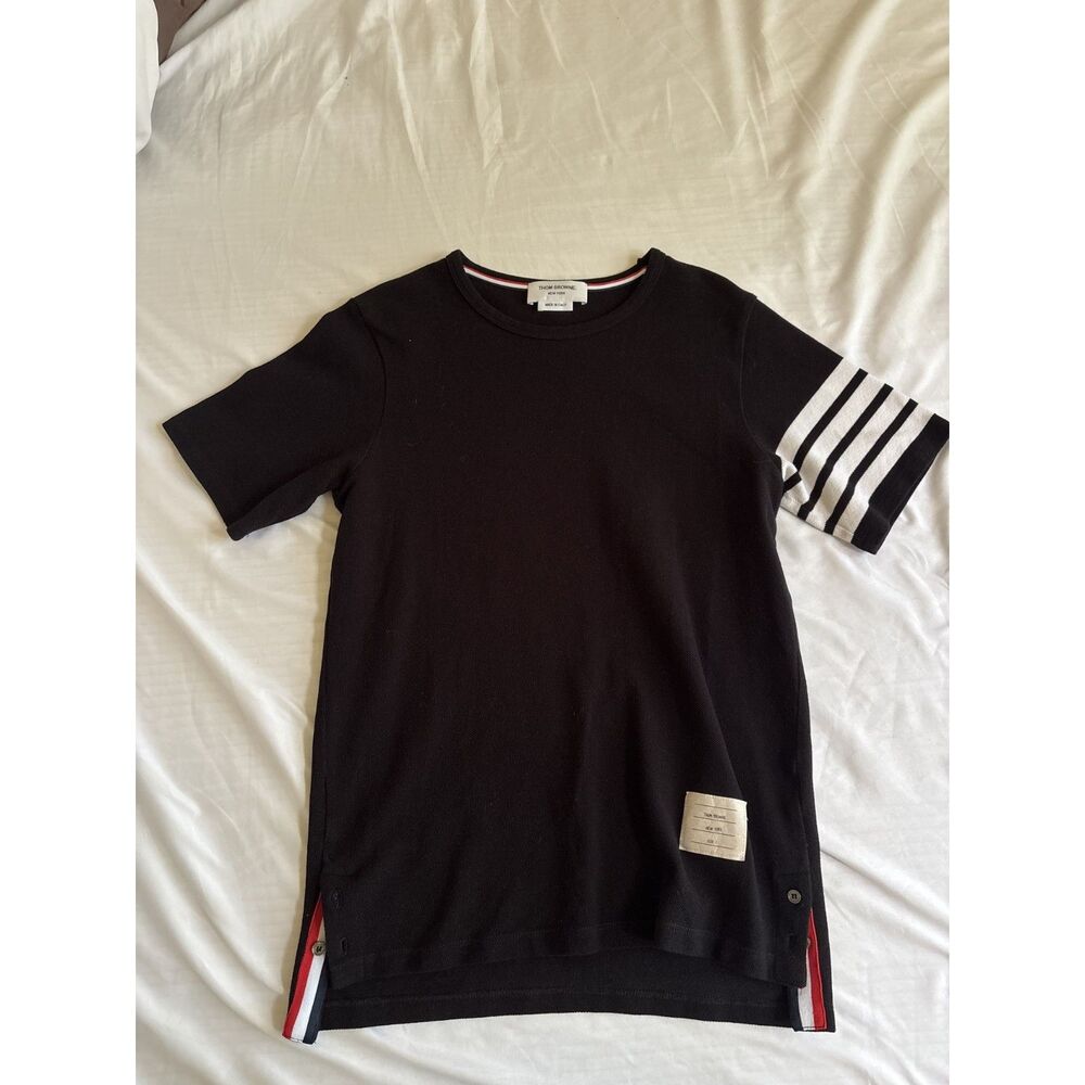 Thom Browne Plain Black Ribbed T-Shirt